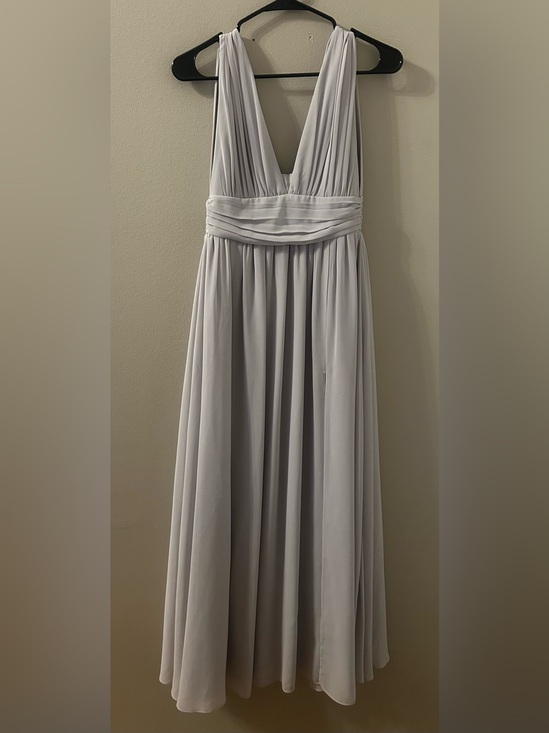 Lulus Dresses & Skirts - Lulus Light Gray Pleated V-Neck Dress